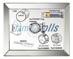 Σετ Ανταπτορες Somfy Φ45 σε Φ 85 mm Σωλήνα