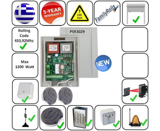 Πίνακας PSR3029-SET2 Ελέγχου Ρολου - Γκαραζοπορτας