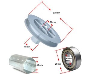 Τροχαλία για Ιμάντες Πλαστικό ως 12 Kgr REEL-170-40 - OEM