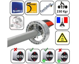 ΚΕΝΤΡΙΚΑ ΜΟΤΕΡ ΡΟΛΑ ΓΚΑΡΑΖ 140Nm 270kgr για  Φ60 & Φ48 & Φ50 SIMU-S2007125
